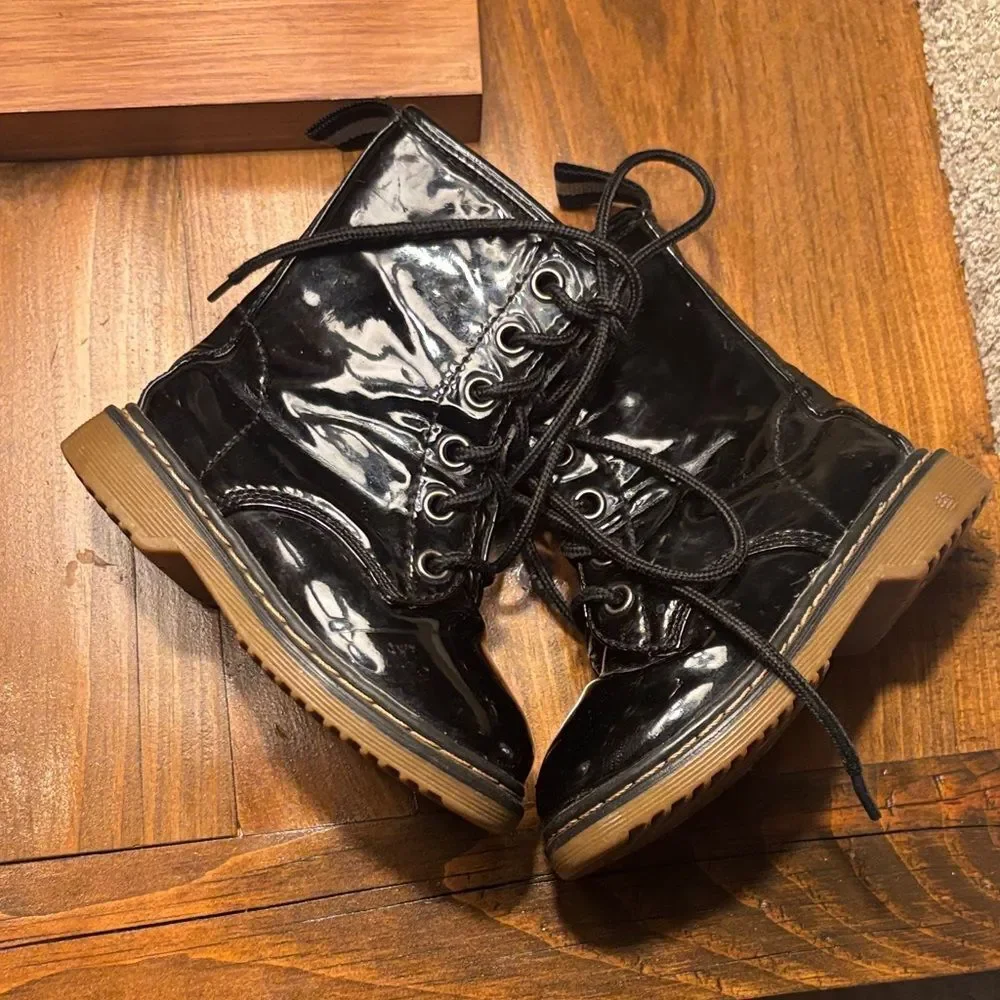 Shiny Black like DOCs Toddler Combat Boots